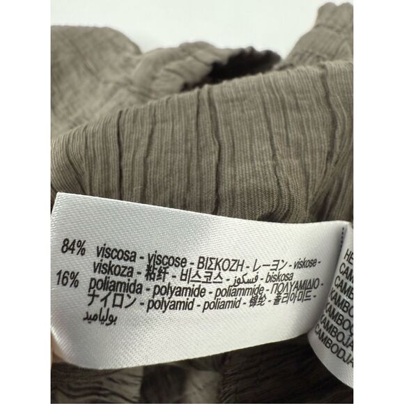 Zara Women's Suit Trousers Sz M Green Tapered Dress Pants Crumpled fabric - Picture 13 of 15